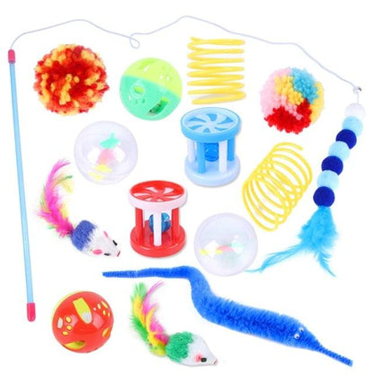 Cat Toy Set Mouse Tunnel Feather Interactive Play Pet Bundle