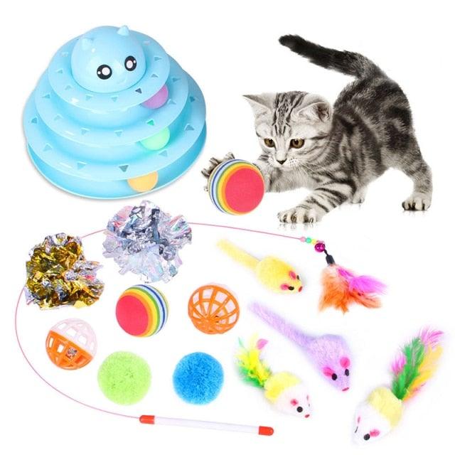 Cat Toy Set Mouse Tunnel Feather Interactive Play Pet Bundle