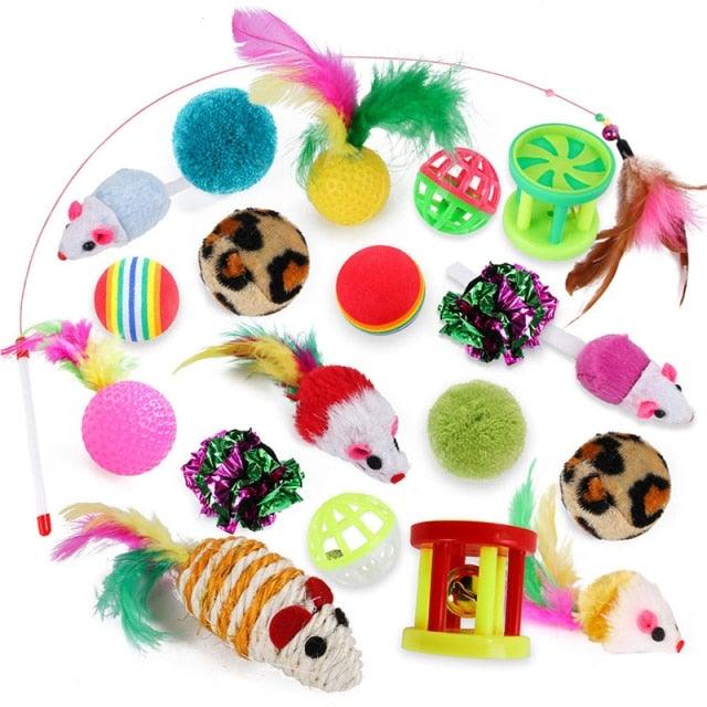 Cat Toy Set Mouse Tunnel Feather Interactive Play Pet Bundle
