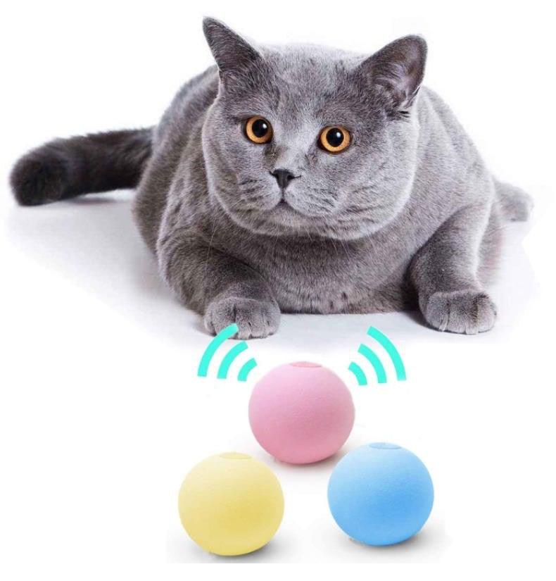 Interactive Cat Toy Ball with Catnip Squeaky Plush Training Toy