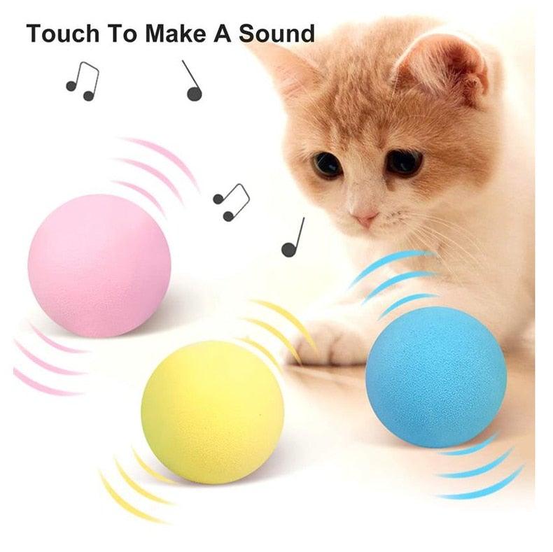 Interactive Cat Toy Ball with Catnip Squeaky Plush Training Toy