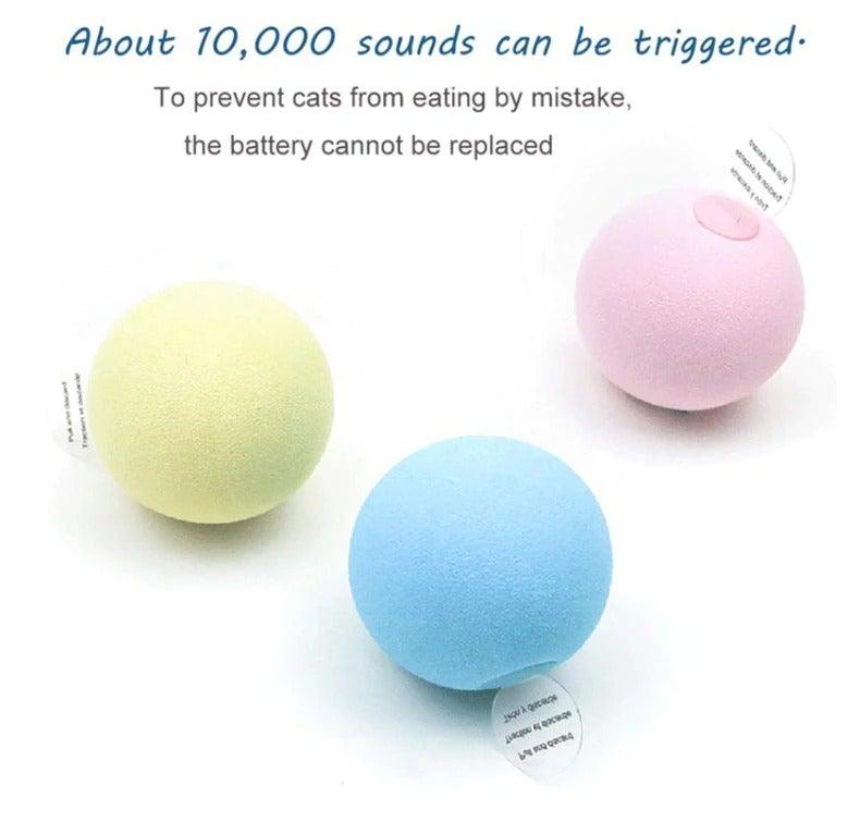Interactive Cat Toy Ball with Catnip Squeaky Plush Training Toy