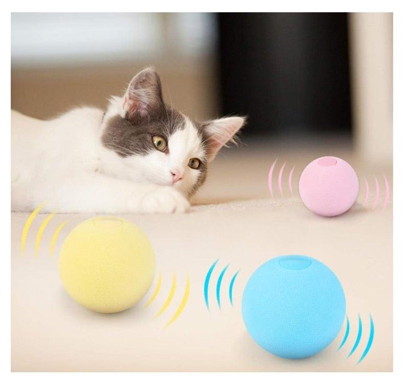 Interactive Cat Toy Ball with Catnip Squeaky Plush Training Toy